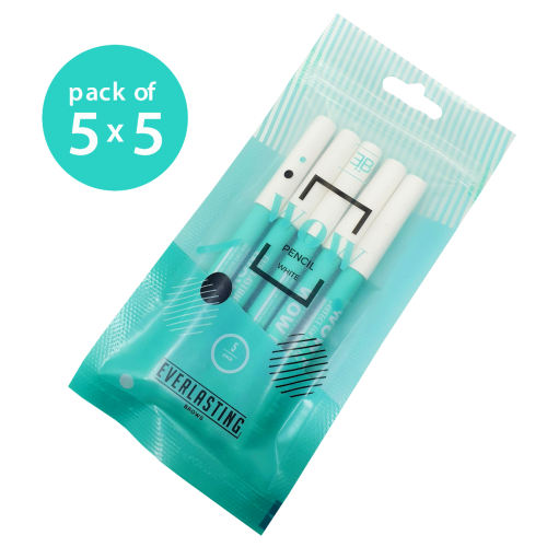 WHITE Disposable eyebrow pencils pack of 5 = 25 pencils