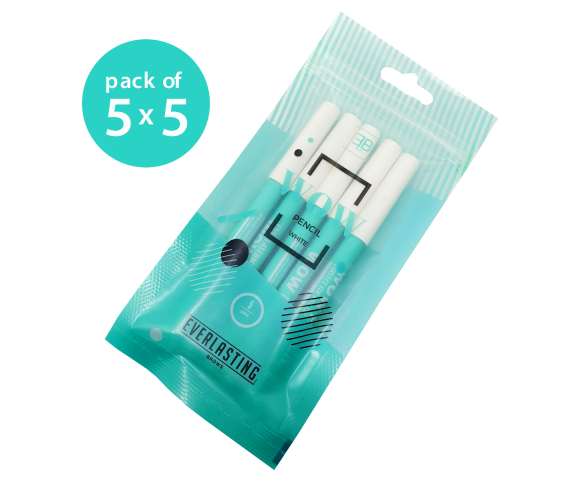 WHITE Disposable eyebrow pencils pack of 5 = 25 pencils